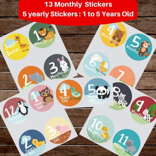  NOVARENA Massive Pack of 48 Baby Stickers, Baby Monthly Stickers, Popular Milestones Baby Stickers, Record Your Babys Growth, Holidays and Special Firsts, Unique Baby Gifts- Jungle Theme (4