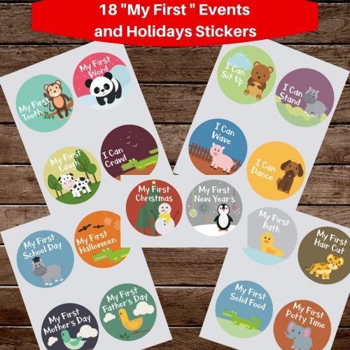  NOVARENA Massive Pack of 48 Baby Stickers, Baby Monthly Stickers, Popular Milestones Baby Stickers, Record Your Babys Growth, Holidays and Special Firsts, Unique Baby Gifts- Jungle Theme (4