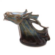 NOVICA Animal Themed Ceramic Teapot, Brown, 30 oz, Racehorse