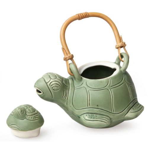  NOVICA Good Luck Serveware 145095Turtle Mom Ceramic Teapot