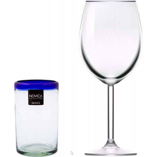  [아마존 핫딜] NOVICA 67166Cobalt Juice Glass, Set of 6, 4.3 H x 2.6 Diam, Blue