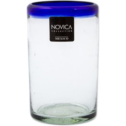  [아마존 핫딜] NOVICA 67166Cobalt Juice Glass, Set of 6, 4.3 H x 2.6 Diam, Blue