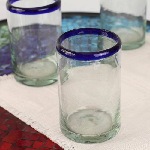  NOVICA Hand Blown Glass, 5 H x 3.2 Diam, Blue