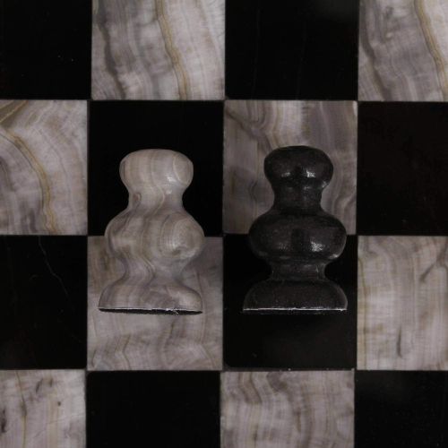  NOVICA Black and Grey Challenge (7.5 in.) Marble Chess Set