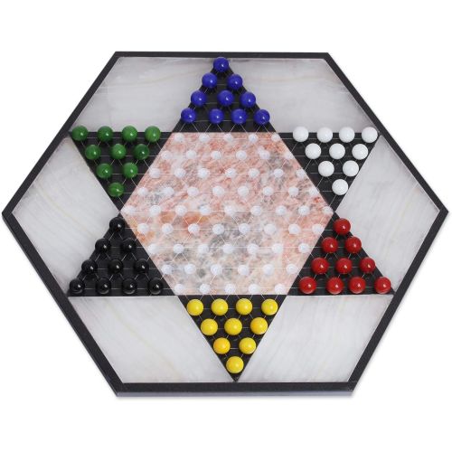  NOVICA Hand Crafted Family Game, Multicolor, Colorful Contrast Marble and Onyx Chinese Checkers