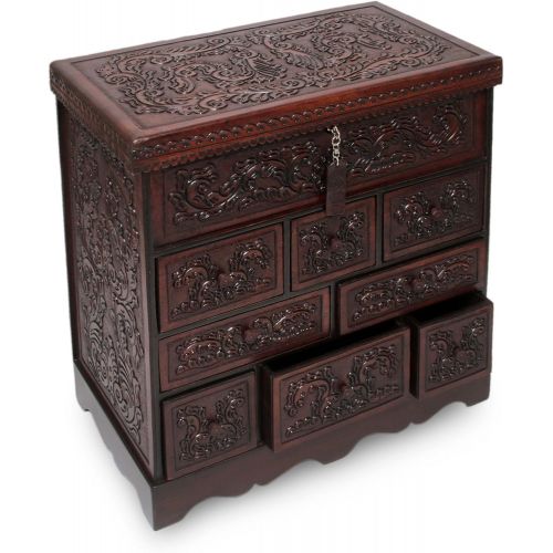  NOVICA Mohena Wood and Leather Jewelry Box, Travel Chest