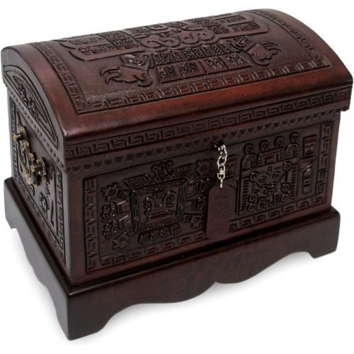  NOVICA Tooled Colonial Mystique Mohena Wood and Leather Jewelry Box