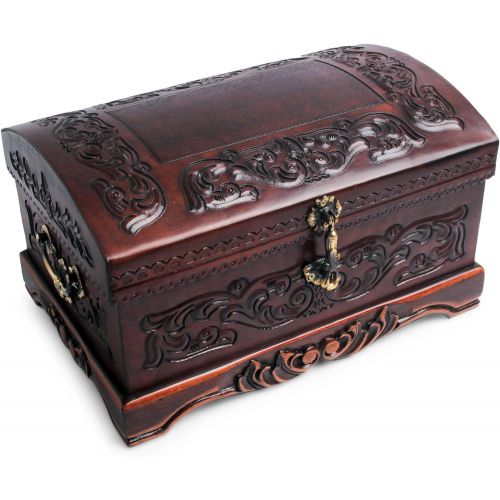  NOVICA Tooled Colonial Mystique Mohena Wood and Leather Jewelry Box