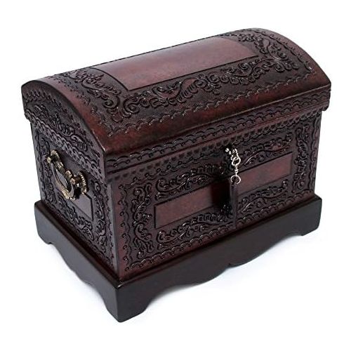  NOVICA JB0039 Colonial Treasure Mohena Wood and Leather Jewelry Box