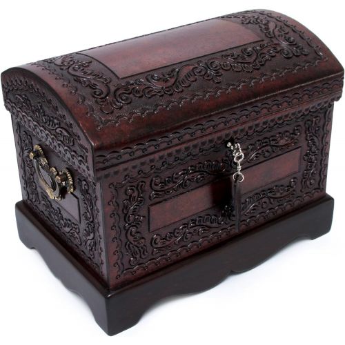  NOVICA JB0039 Colonial Treasure Mohena Wood and Leather Jewelry Box