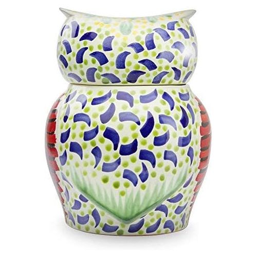  NOVICA 225808 Owl Treats Majolica Ceramic Cookie jar