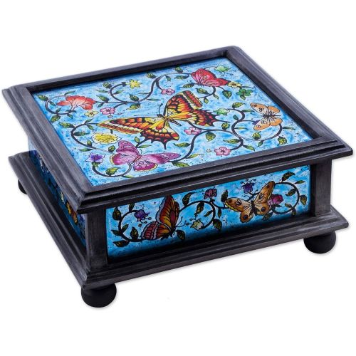  NOVICA Winter Butterflies Decorative Box