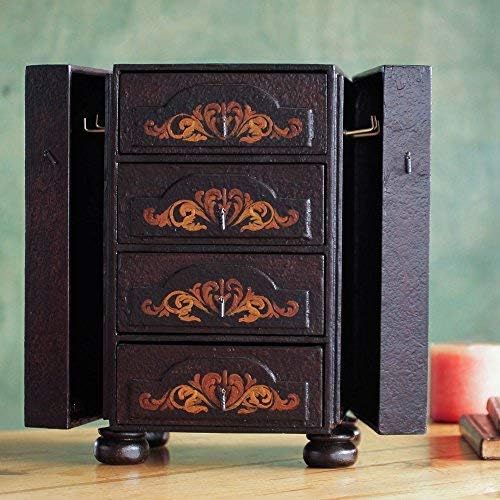  NOVICA Hand Painted Cedar Wood Jewelry Box, Brown, Royal Heritage