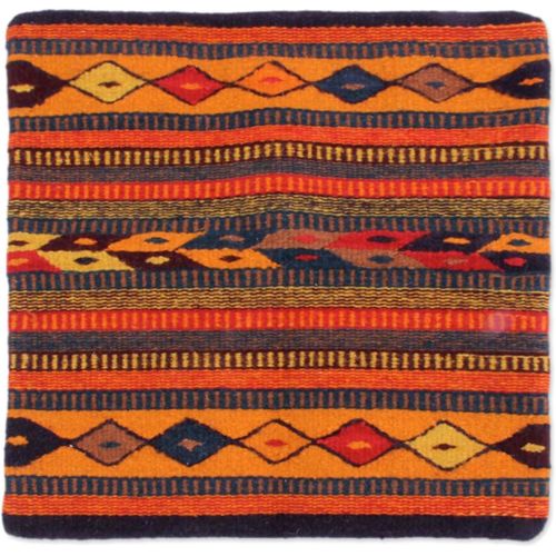  NOVICA Red Geometric Wool and Cotton Throw Pillow Cover, Sun of Oaxaca