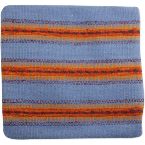  NOVICA Red Geometric Wool and Cotton Throw Pillow Cover, Sun of Oaxaca