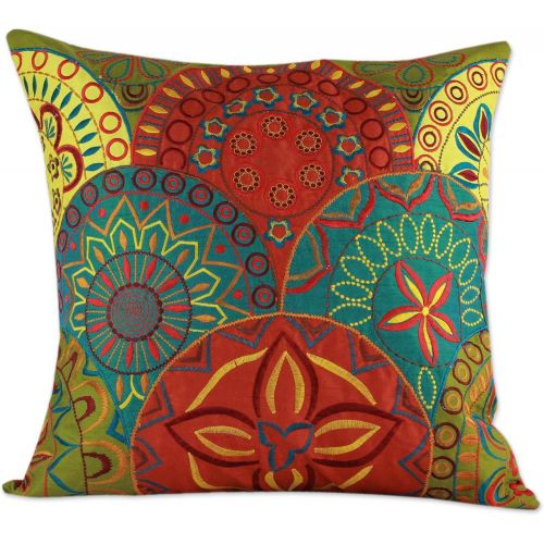  NOVICA Set of 2 Embroidered Glorious (Pair) Applique Cushion Covers