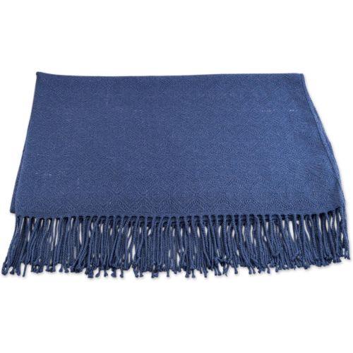  NOVICA Blue Hand Woven Alpaca Blend Throw Blanket, Cadet Blue Passion