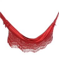 NOVICA Red and Purple Stripe Cotton 2 Person Hammock with Crochet Fringe Forro Dance (Double)