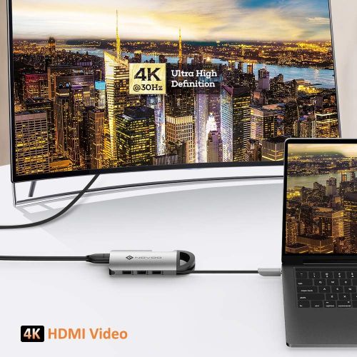  [아마존 핫딜]  [아마존핫딜]USB C Hub NOVOO Type C Adapter with HDMI 4K Adapter, 3 USB 3.0 ports, SD/TF Card Reader, 1000M Ethernet USB C Power Delivery PD (60W) compatible MacBook Pro 2017/2016, HW MateBook,