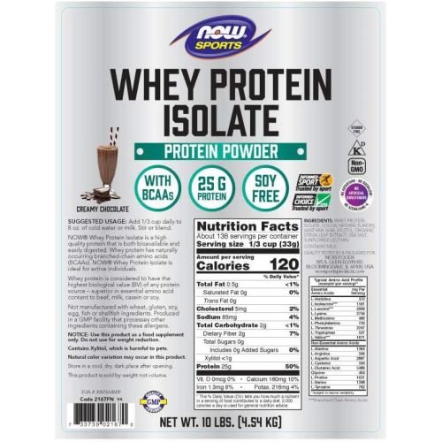  Now Sports NOW Sports Whey Protein Isolate, Creamy Chocolate, 10-Pound
