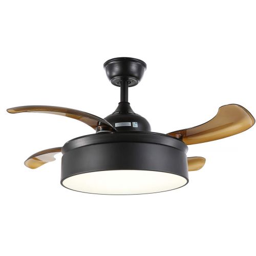  NOXARTE 36 Inch Promote Natural Ventilation Black Shade Invisible Fan LED Dimmable (WarmDaylightCool White) Chandelier Foldable Ceiling Fans With Lights Retractable Fan Fandelier