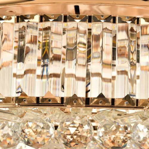  NOXARTE 42 Inch Promote Natural Ventilation Crystal Invisible Fan LED Dimmable (WarmDaylightCool White) Chandelier Gold With Lights Ceiling Fan Retractable Fan Fandelier with Rem