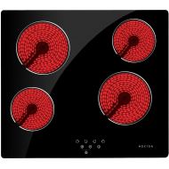 NOXTON Ceramic Cooktop, Built-in 4 Burners Electric Stove Electric Cooker Hob With Touch Control Child Lock Timer Easy To Clean with Hard Wire 6000W 220~240V