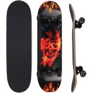 NPET Pro Skateboard Complete 31 Inch 7 Layer Canadian Maple Double Kick Concave Deck Skating Skateboard