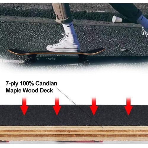  NPET Pro Skateboard Complete 31 Inch 7 Layer Canadian Maple Double Kick Concave Deck Skating Skateboard