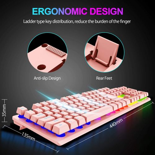  [아마존베스트]NPET K10 Gaming Keyboard USB Wired Floating Keyboard, Quiet Ergonomic Water-Resistant Mechanical Feeling Keyboard, Ultra-Slim Rainbow LED Backlit Keyboard for Desktop, Computer, PC