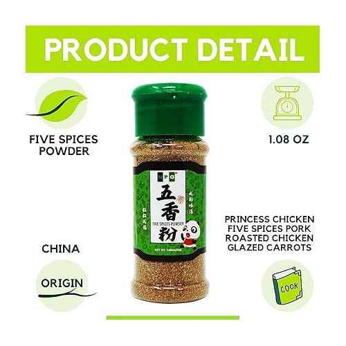  NPG Authentic Chinese Five Spice Blend 1.05 oz, Gluten Free, All Natural Ground Chinese 5 Spice Powder, No Preservatives No MSG, Mixed Spice Seasoning for Asian Cuisine & Stir Fry