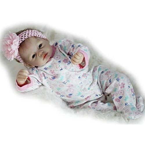  NPK Realistic Reborn Baby Dolls Girl Lifelike Silicone Baby Reborn Newborn Doll Soft Vinyl Cute Reborn Dolls 22 Inches with Clothes