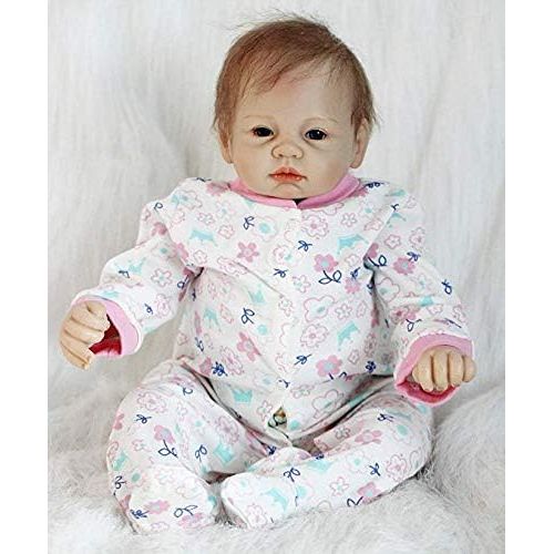  NPK Realistic Reborn Baby Dolls Girl Lifelike Silicone Baby Reborn Newborn Doll Soft Vinyl Cute Reborn Dolls 22 Inches with Clothes