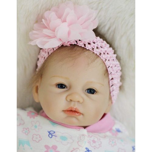  NPK Realistic Reborn Baby Dolls Girl Lifelike Silicone Baby Reborn Newborn Doll Soft Vinyl Cute Reborn Dolls 22 Inches with Clothes