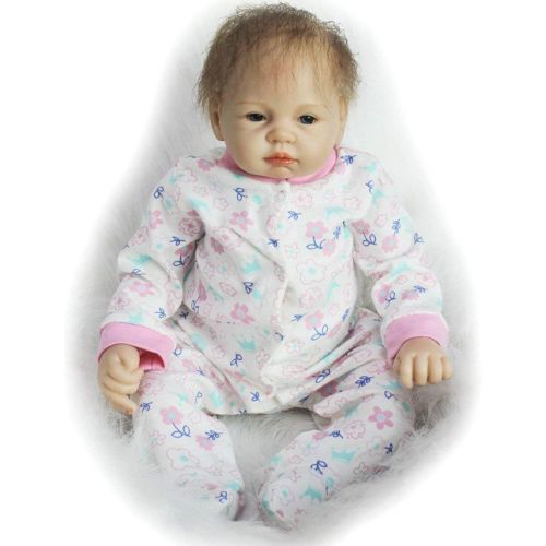  NPK Realistic Reborn Baby Dolls Girl Lifelike Silicone Baby Reborn Newborn Doll Soft Vinyl Cute Reborn Dolls 22 Inches with Clothes