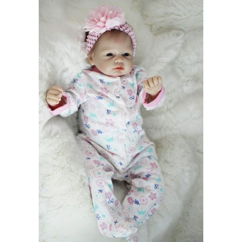  NPK Realistic Reborn Baby Dolls Girl Lifelike Silicone Baby Reborn Newborn Doll Soft Vinyl Cute Reborn Dolls 22 Inches with Clothes