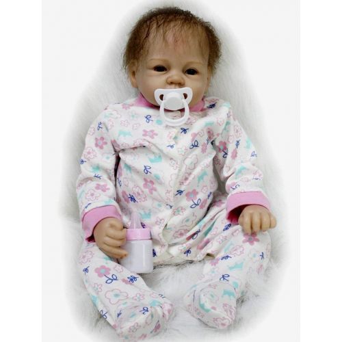  NPK Realistic Reborn Baby Dolls Girl Lifelike Silicone Baby Reborn Newborn Doll Soft Vinyl Cute Reborn Dolls 22 Inches with Clothes