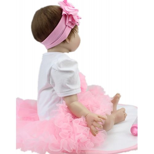  NPK Realistic Reborn Baby Doll Girl Newborn Baby Silicone Vinyl 22 Handmade Weighted Body Pink Tutu Skirt