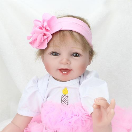  NPK Realistic Reborn Baby Doll Girl Newborn Baby Silicone Vinyl 22 Handmade Weighted Body Pink Tutu Skirt