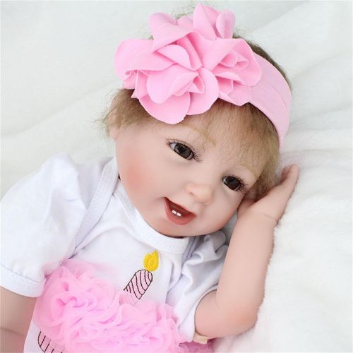  NPK Realistic Reborn Baby Doll Girl Newborn Baby Silicone Vinyl 22 Handmade Weighted Body Pink Tutu Skirt