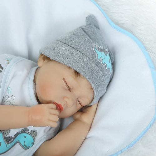  NPKDOLLS Reborn baby doll Boy 22inch 55cm Realistic Soft Vinyl Silicone doll real baby doll My dino Outfit...