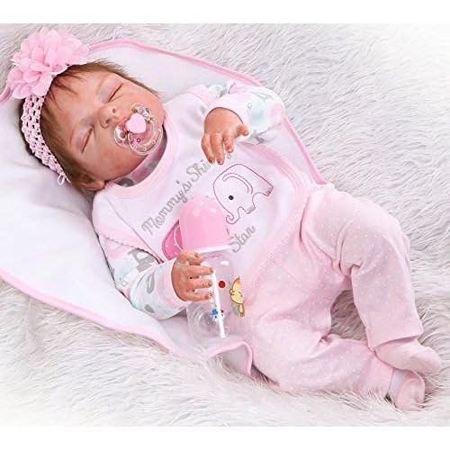  NPK Reborn Baby Dolls Girl 22 Realistic Full Body Silicone Vinyl Lifelike Washable Handmade Anatomically Correct Gift Set for Ages 3+