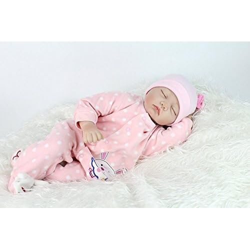  NPK Reborn Baby Dolls Girl 22 Inches Soft Silicone Vinyl Realistic Lifelike Sleeping Handmade Weighted Baby Toddler Gifts Pink Outfit Gift Set for Ages 2+