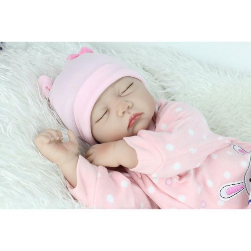  NPK Reborn Baby Dolls Girl 22 Inches Soft Silicone Vinyl Realistic Lifelike Sleeping Handmade Weighted Baby Toddler Gifts Pink Outfit Gift Set for Ages 2+