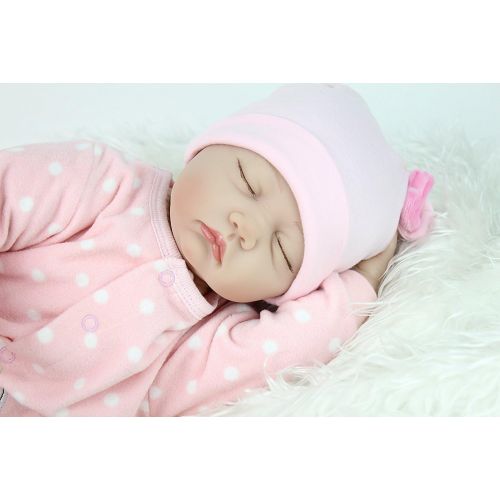  NPK Reborn Baby Dolls Girl 22 Inches Soft Silicone Vinyl Realistic Lifelike Sleeping Handmade Weighted Baby Toddler Gifts Pink Outfit Gift Set for Ages 2+
