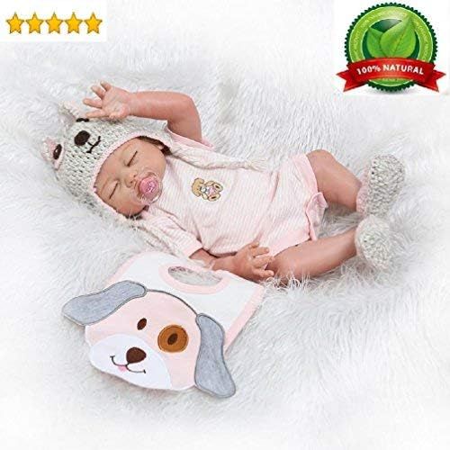  NPK Sleeping Reborn Baby Dolls Silicone Full Body Girl Washable Toys Doll 20Inch Lovely Dog Bib Outfit Toddler Gift Set