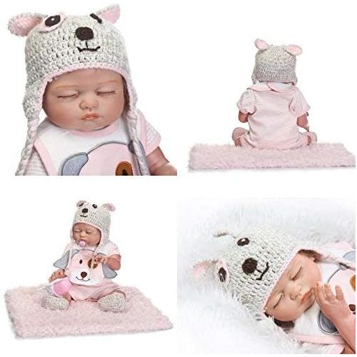  NPK Sleeping Reborn Baby Dolls Silicone Full Body Girl Washable Toys Doll 20Inch Lovely Dog Bib Outfit Toddler Gift Set