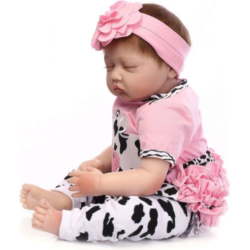  NPKDOLL Lifelike Newborn Baby Dolls Sleeping Reborn Baby Girl 22 Cute Realistic Soft Silicone Vinyl Dolls Reborn Dolls with Clothes