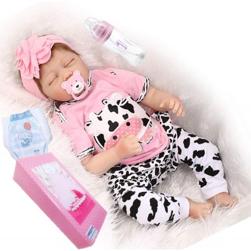  NPKDOLL Lifelike Newborn Baby Dolls Sleeping Reborn Baby Girl 22 Cute Realistic Soft Silicone Vinyl Dolls Reborn Dolls with Clothes