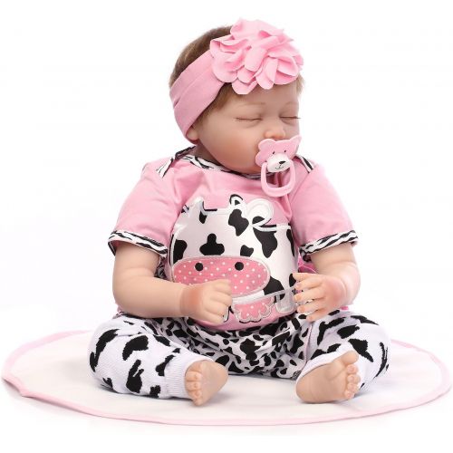  NPKDOLL Lifelike Newborn Baby Dolls Sleeping Reborn Baby Girl 22 Cute Realistic Soft Silicone Vinyl Dolls Reborn Dolls with Clothes